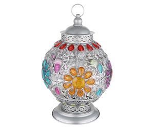 Lampe de table Lampe de chevet Lampe de chambre à coucher, cristaux acryliques métalliques orientaux argentés, douille E27, DxH 27x39,5cm