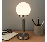 Lampe de Chevet Table Nuit Variateur Tactile Batterie LED Salon Argent H 28,5cm