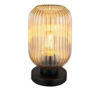 Lampe de table Lampe de chevet Lampe de salon ambre noir Lampe de chambre, métal verre, interrupteur à câble, 1x douille E27, DxH 14x24 cm