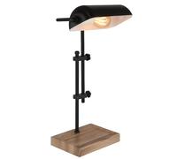 Lampe de table lampe de chevet lampe de salon lampe d'appoint lampe de banquier lampe de bureau, métal MDF aspect bois noir, hauteur réglable, E27, H 50 cm