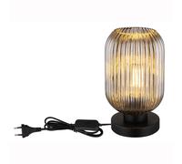 Lampe de table Lampe de chevet Lampe de salon Lampe de chambre à coucher, métal verre, interrupteur à câble, 1x douille E27, DxH 14x24 cm