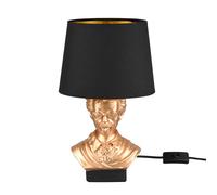 Lampe de table Lampe de chevet Lampe de salon Lampe de lecture, céramique or tissu noir, E14, D 21 cm