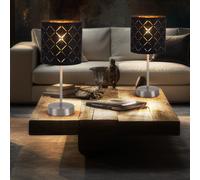 Lampe De Table Lampe De Chevet Noire Dorée En Textile LED Ensemble De 2