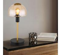 Lampe de table lampe de lecture lampe de table verre doré Touch chambre à coucher, métal noir, 1x E14 douille, DxH 15x32 cm