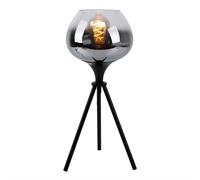 Lampe de table lampe de chevet noire lampe de chevet trépied lampe de lecture verre fumé, métal, 1x douille E27, DxH 24x45 cm