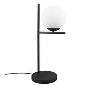 Lampe de table lampe de chevet noire lampe de table boule de verre blanc, chambre métal verre, 1x douille E14, DxH 18x52cm