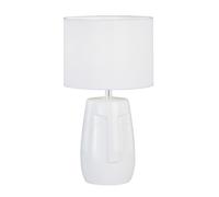 Lampe de table Lampe de chevet Tissu Lampe d'appoint blanc Lampe de chambre à coucher Lampe de lecture, céramique blanche, 1x douille E14, DxH 22x38,5 cm