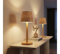 Lampe De Table Lampe De Chevet Touchdimmer Bambou USB CCT LED Ensemble De 2