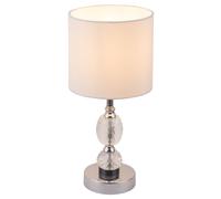Lampe de table Lampe de chevet verre cristal pied en verre lampe de table salon, textile blanc, 1x E14, DxH 21x47 cm