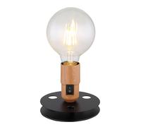 Lampe de table Lampe de chevet vintage Industrial noir Pied de lampe de table sans abat-jour, métal aspect bois, 1x E27, DxH 12x9 cm