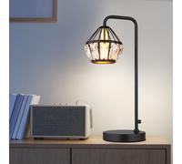 Lampe de table lampe de lecture lampe de table cristaux de verre chambre à coucher, métal noir, 1x douille E14, LxPxH 21,5x12,5x43 cm