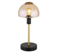 Lampe de table lampe de lecture lampe de table verre doré Touch chambre à coucher, métal noir, 1x E14 douille, DxH 15x32 cm