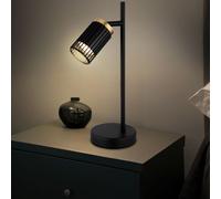 Lampe De Table Lampe De Lecture Noire Et Dorée Lampe De Salon Mobile H 35 Cm