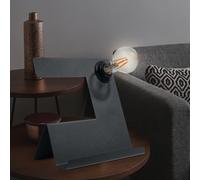 Lampe de table de bureau, lampe de table de chambre, lampe de table noire au design rétro, E27, acier, espace de rangement, 1x douille E27, HxLxP 24x25x17 cm