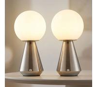 Lampe De Table Lampe De Salon Avec Dimmer Tactile Argent USB LED Ensemble De 2