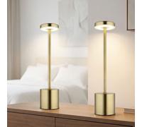 Lampe de table Lampe de table CCT Batterie Touchdimmer Lampe de lecture dorée, métal plastique, 1,2W 138Lm 2700K 4500K 6000K, H 34 cm, 2 pièces