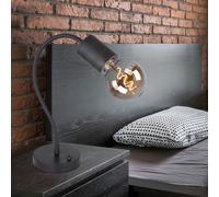 Lampe de table, lampe de salon, lampe de bureau, lampe de chevet moderne à bras pivotant, liseuse, métal aluminium, noir, 1x E27, LxlxH 26x14x59