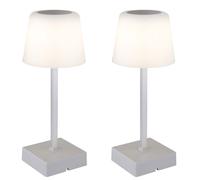Lampe de table Lampe de salon Touchdimmer Batterie Lampe d'appoint CCT LED argent, aluminium plastique, 2W 100Lm blanc chaud/froid, DxH 8,5x25,5 cm, 2er Set