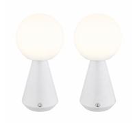 Lampe de table Lampe de table accu USB CCT blanc dimmable Lampe de chevet Touchdimmer, opale, LED 1,5W 140Lm blanc chaud-froid, DxH 12x23,5 cm, 2er Set