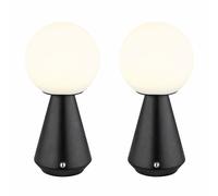 Lampe de table Lampe de table accu USB CCT noir dimmable Lampe de chevet Touchdimmer, opale, LED 1,5W 140Lm blanc chaud-blanc froid, DxH 12x23,5 cm, 2er Set