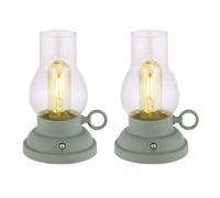 Lampe de table Lampe de table accu USB dimmable Lampe de chevet Lampe tempête Touchdimmer, opale, LED 1W 65Lm blanc chaud, LxLxH 12,5x10,7x17,5 cm, 2er Set