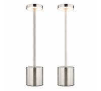 Lampe de table Lampe de table argentée Lampe de salon Batterie CCT Touchdimmer, métal plastique, 1,2W 138Lm 2700K 4500K 6000K, H 34 cm, 2 pièces