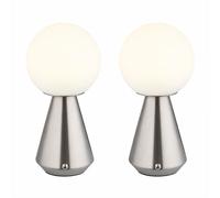 Lampe de table Lampe de table batterie USB CCT dimmable Lampe de chevet Touchdimmer, nickel opalin, LED 1,5W 140Lm blanc chaud-blanc froid, DxH 12x23,5 cm