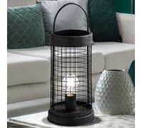 Lampe de table Lampe de table chambre à coucher noire Rétro Lanterne grille E27, métal noir, 1x E27 douille, LxlxH 18x18x44 cm