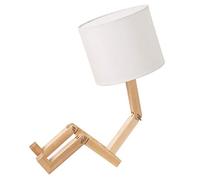 Lampe de table Lampe de table en bois de chevet pour chambre à coucher, salon, bureau avec éclairage ambiant, abat-jour en tissu, lampe de lecture (taille : interrupteur à bouton-poussoir) Interesting