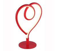Lampe de table lampe de table en forme de coeur lampe de chambre opale rouge LED H 23,5 cm