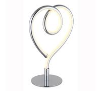 Lampe de table lampe de table en forme de coeur lampe de salon chrome opale LED H 23,5 cm