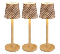 Lampe de table Lampe de table intérieure Lampe de chambre à coucher Bambou CCT naturel LED Touchdimmer Batterie dimmable USB, blanc, DxH 11x33 cm, Set de 3 pièces