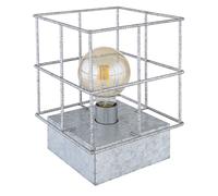 Lampe de table, lampe de table, lampe d'appoint, lampe de chevet, lampe de chambre, abat-jour en grille métallique industrielle, couleur zinc, douille E27, LxlxH 20x20x26,5cm