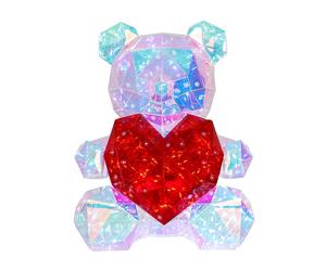 Lampe de table Lampe de table Lampe de chambre d'enfant Lampe de salon Aspect cristal Ours, plastique rouge clair, LED 0,03W 8000K blanc lumière du jour, H 30 cm