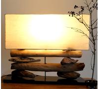 Lampe de Table / Lampe de Table Mallacoota, Fait à la Main à Bali, Bois Flotté, Coton, Unique - Modèle Mallacoota, Boisdedérive, 43x50x17 cm, Natureelights, Lampes de Table en Matériau Naturel