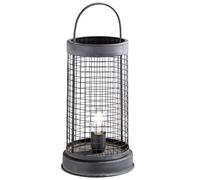 Lampe de table lampe décorative vintage side lamp grid grey Lampe de table industrielle, métal gris foncé, 1x douille E27, LxlxH 21,5x21,5x52 cm