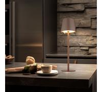 Lampe de table lampe d'extérieur dimmable lampe de table LED batterie USB lampe de jardin, métal plastique marron opale, 3W 130Lm blanc chaud, DxH 10,6x36 cm