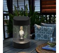 Lampe de table d'extérieur lampe de table terrasse, interrupteur de batterie de minuterie étanche IP44, noir mat, 1x LED blanc chaud, DxH 12x20cm
