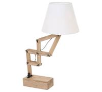 Lampe de table, lampe en bois, blanc, lampe d'appoint, maison de campagne, rustique, articulations mobiles, abat-jour textile, 1x E27, DxH 25x83 cm