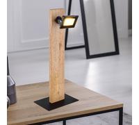 Lampe de table lampe en bois lampe de table de chambre spot spot, métal noir satiné, 1x LED 5W 420Lm 3000K, LxPxH 18x12x45 cm