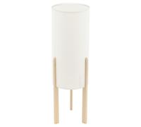 Lampe de table Lampe en bois textile beige 1 flamme Lampe d'appoint nature, 1x douille E27, DxH 16x50 cm