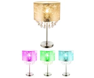 Lampe de table lampe en cristal lampe de lecture lampe de chambre, abat-jour décor en cristal feuille d'or nickel mat, contrôle par application, Smart RGB LED 10W 806Lm, DxH 32x56 cm