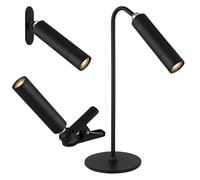 Lampe de table, lampe murale, lampe de poche, lampe à pince, lampe de poche, LED, batterie, variateur tactile, noir