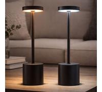 Lampe de table LED noire Lampe de salon Lampe de chevet Lampe de chambre à coucher, couleurs de lumière réglables, blanc chaud - blanc froid, DxH 8 x 34,3 cm, lot de 2