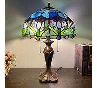 Lampe de Table Lampes de Chevet 40,6 cm de Haut en vitrail décoratif de Lecture Rustique pour Salon, Chambre à Coucher, banquier Victorien, Tulipe