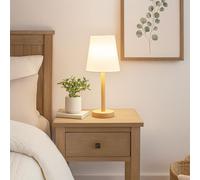 Lampe de chevet Lampe de table aspect bois Lampe de chambre à coucher Lampe de table textile blanc Lampe de salon, métal, 1x E14, DxH 20 x 45 cm