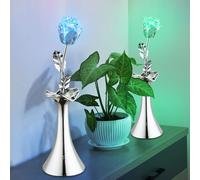 Lampe de table, lampe de chevet, lampe d'appoint, lampe de salon, lampe décorative, métal acrylique chromé rose changeant de couleur, LED RGB 0,06W, H 29 cm, lot de 2