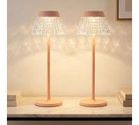 Lampe de table Lampe de table blanche Lampe de salon Touchdimmer Batterie couleur pêche, USB, LED 1W 80Lm blanc chaud, DxH 13,5x38 cm, 2er Set