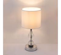 Lampe de Table Lecture Verre Cristal Tissu Blanc 1 Flammes H 47 CM