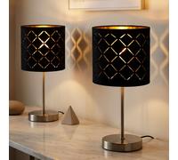 Lot de 2 lampes de chevet chambre à coucher liseuses or noir dans un ensemble comprenant des ampoules LED